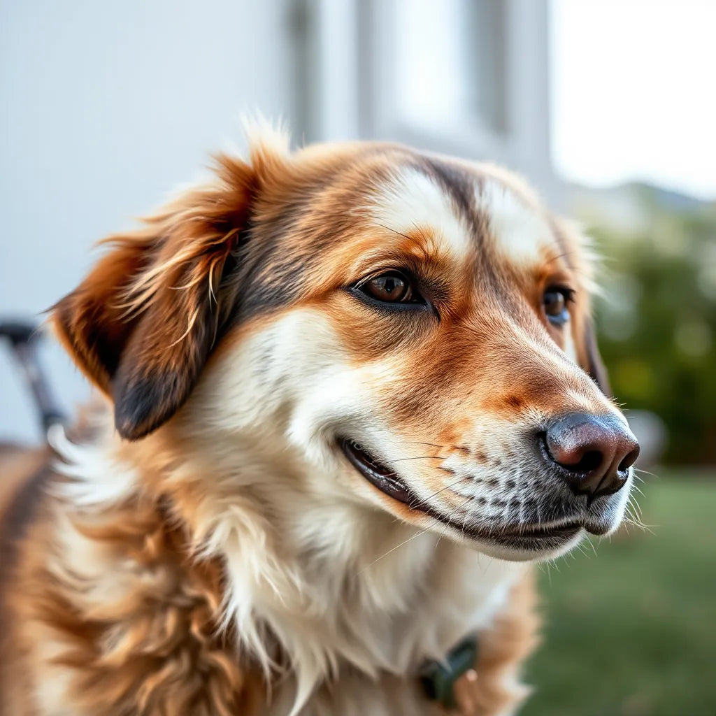 Perro con pelaje limpio y brillante, apariencia suave y sedosa bajo luz natural