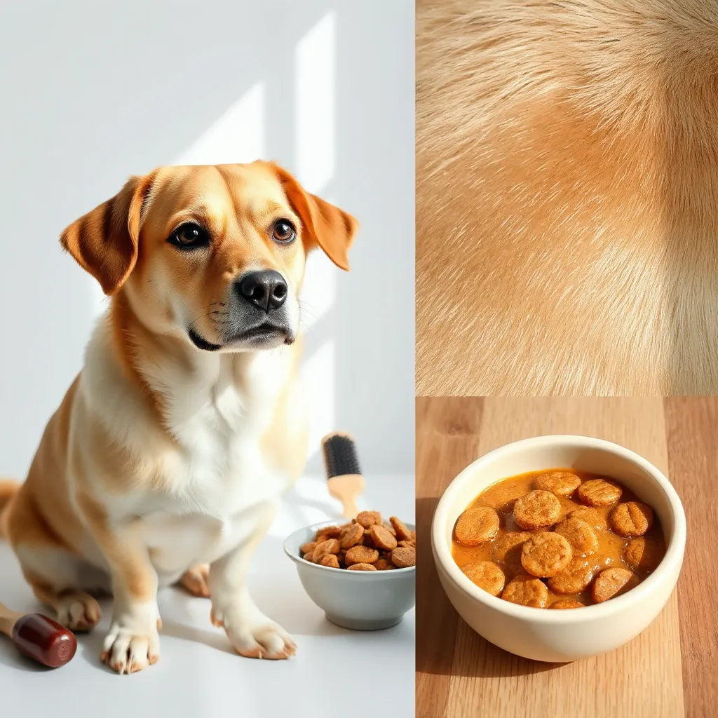 Perro con pelaje brillante y aspecto saludable, con detalle de la textura del pelo bajo luz natural